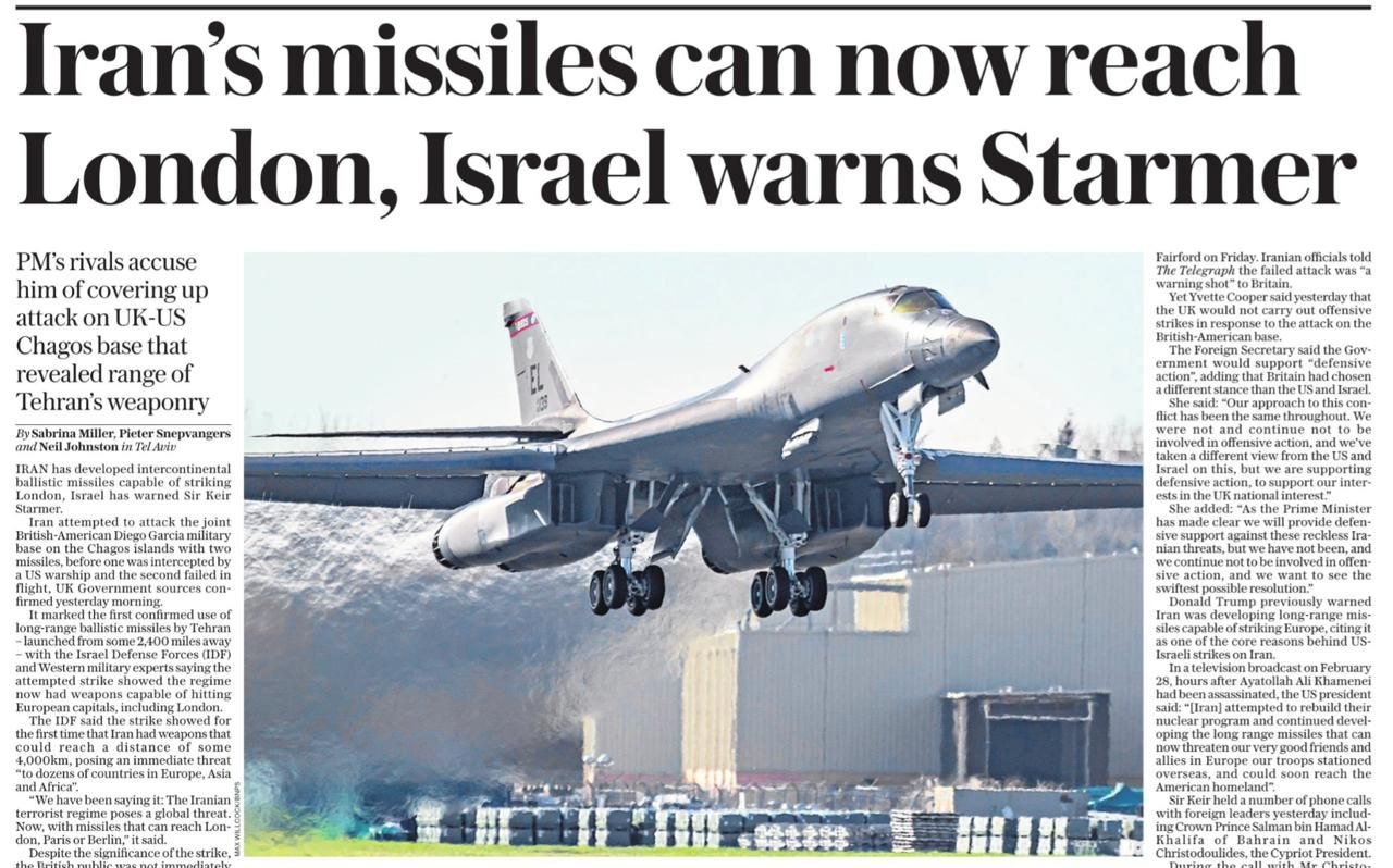 Британская пресса сегодня демонстрирует свой шок в связи с ударом Ирана по базе Диего-Гарсия, расположенной в середине Индийского океана